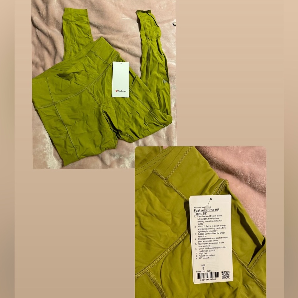 Size 8 leggings lulu lemon w tags